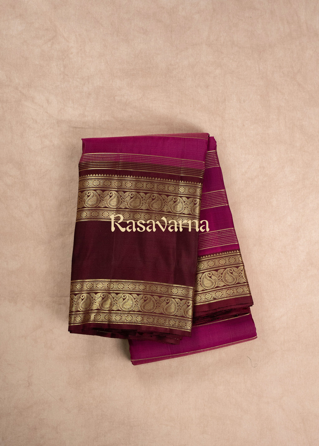 Rani Pink Pure Silk Kanchipuram Pattu Saree with Chocolate Border
