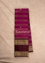 Rani Pink Pure Silk Kanchipuram Pattu Saree with Chocolate Border