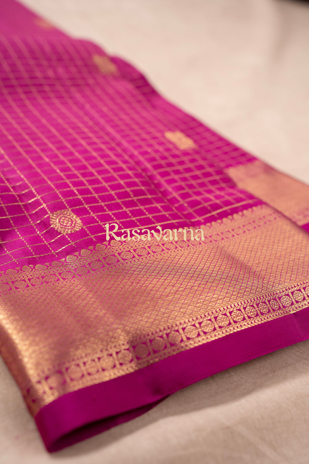 Roja Pink Pure Silk Kanchipuram Pattu Saree with Roja Pink Border