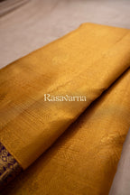 Mustard Gold Pure Silk Kanchipuram Pattu Saree with Magenta Border