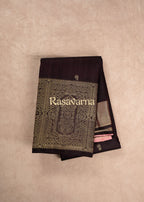 Chocolate Pure Silk Kanchipuram Pattu Saree with Chocolate Border