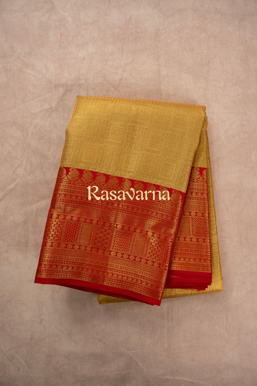 Yellow Pure Silk Kanchipuram Pattu Saree with Red Border