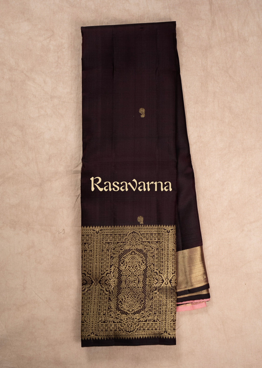 Chocolate Pure Silk Kanchipuram Pattu Saree with Chocolate Border