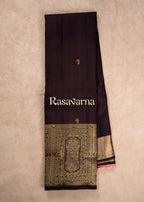 Chocolate Pure Silk Kanchipuram Pattu Saree with Chocolate Border