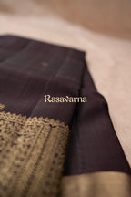 Chocolate Pure Silk Kanchipuram Pattu Saree with Chocolate Border