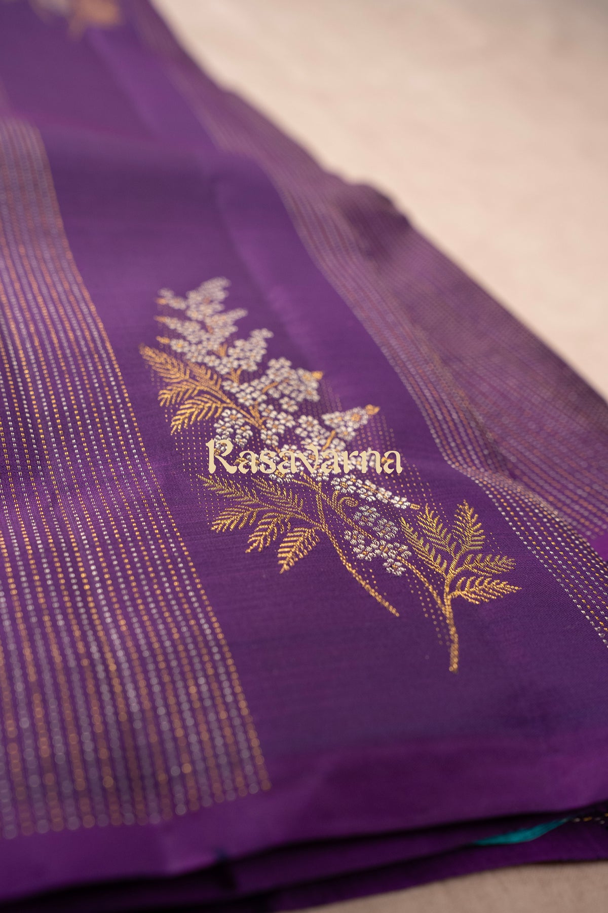Violet Pure Silk Kanchipuram Pattu Saree with Violet Border