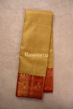 Yellow Pure Silk Kanchipuram Pattu Saree with Red Border