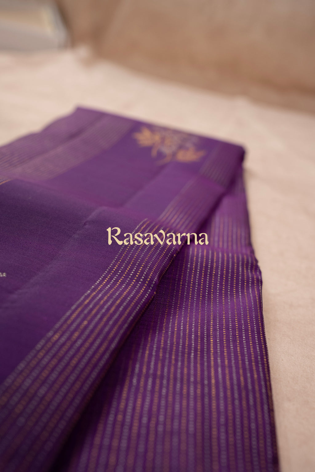 Violet Pure Silk Kanchipuram Pattu Saree with Violet Border