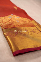 Rust Pure Silk Kanchipuram Pattu Saree with Maroon Border