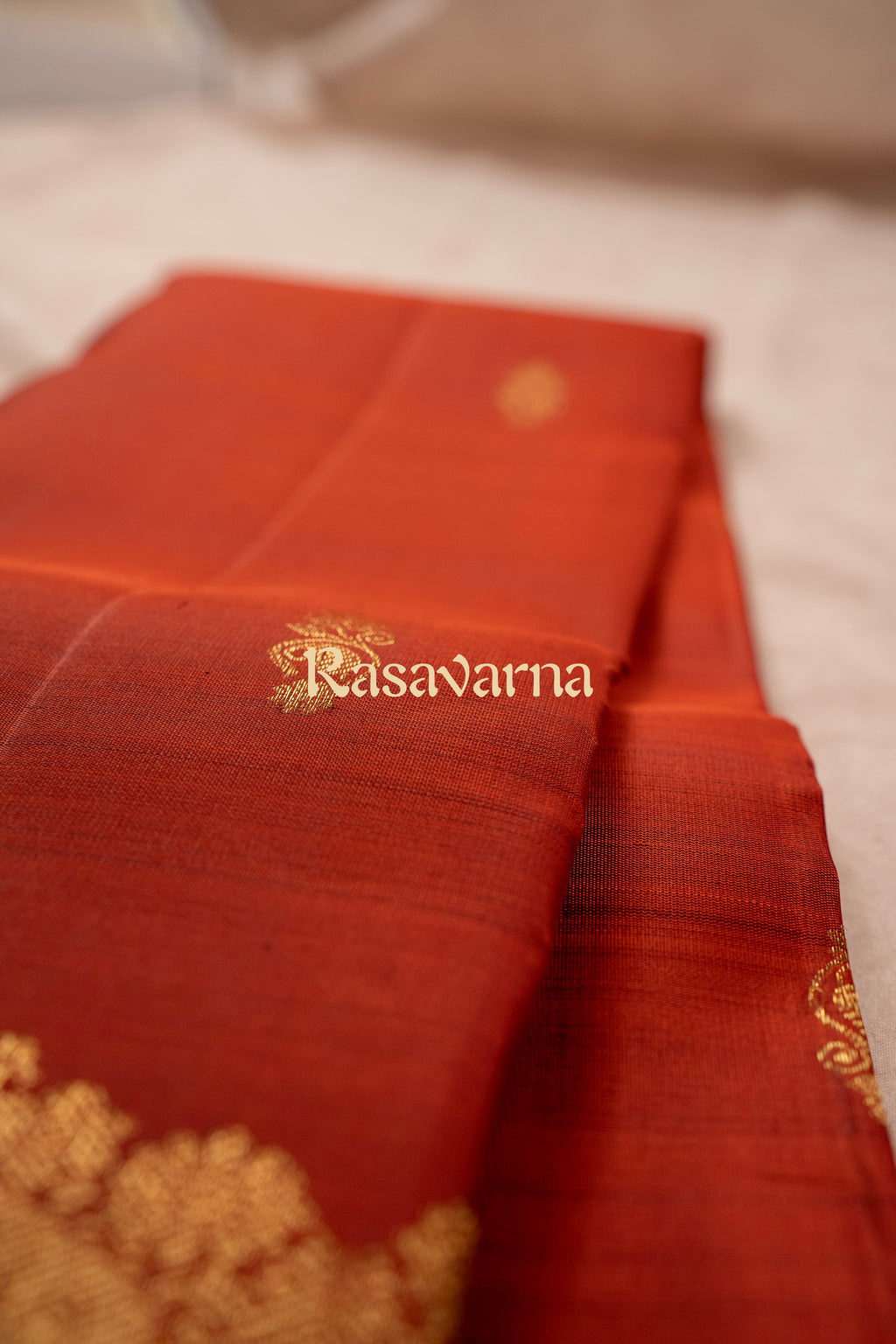 Rust Pure Silk Kanchipuram Pattu Saree with Maroon Border