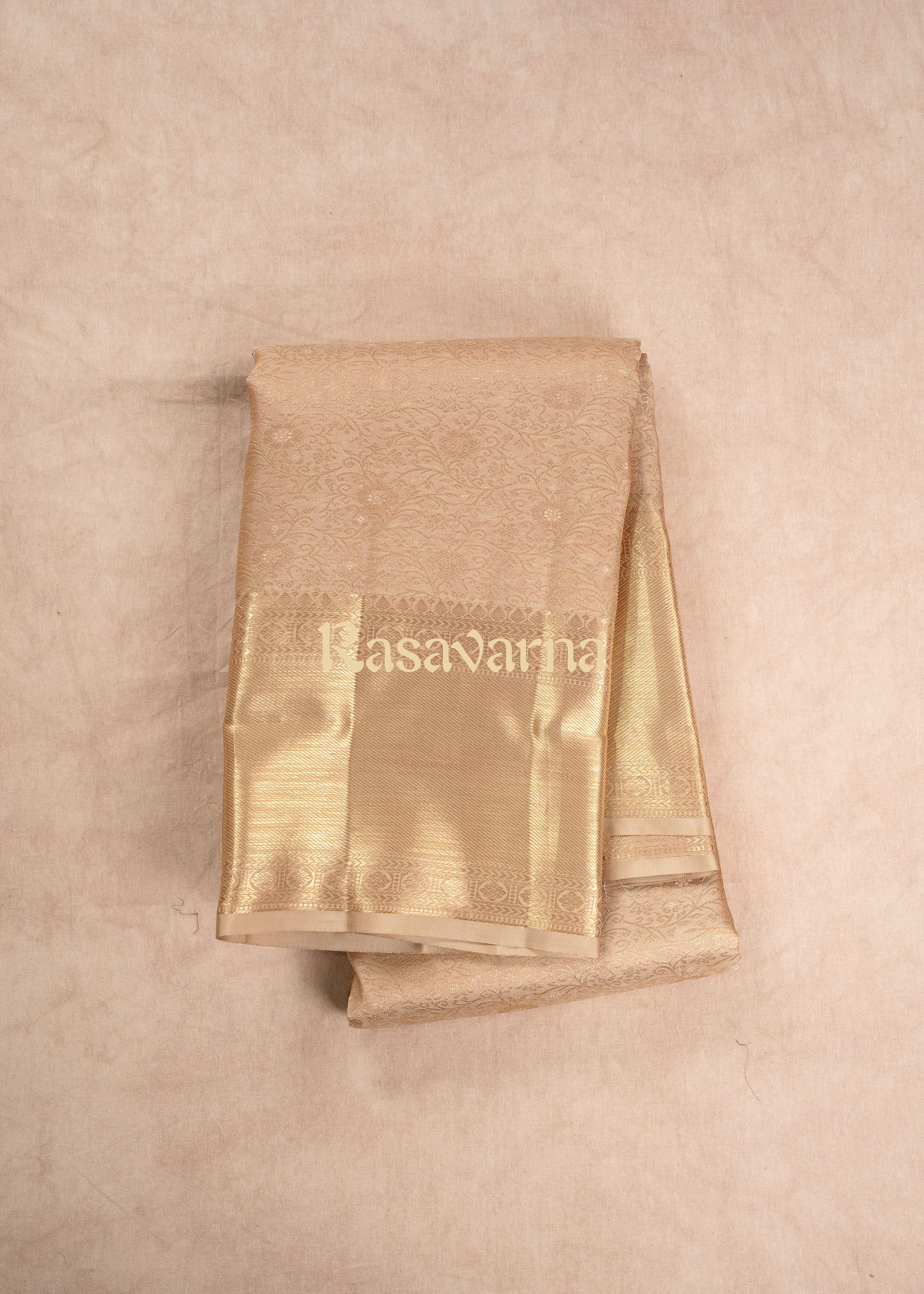 Half White Pure Silk Kanchipuram Pattu Saree with Half White Border