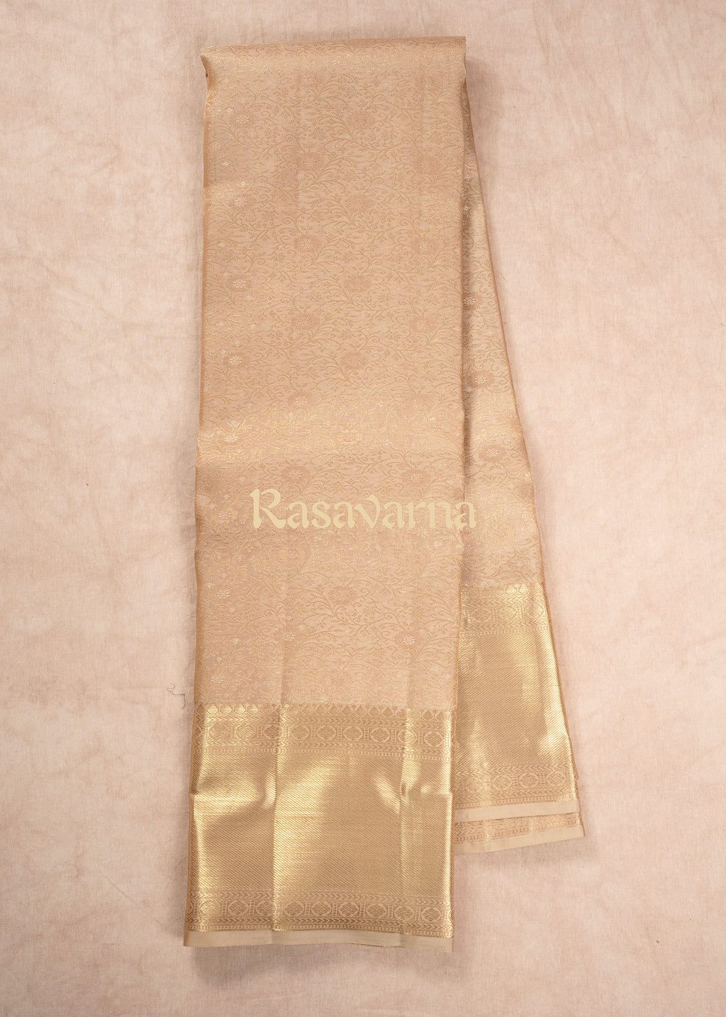 Half White Pure Silk Kanchipuram Pattu Saree with Half White Border
