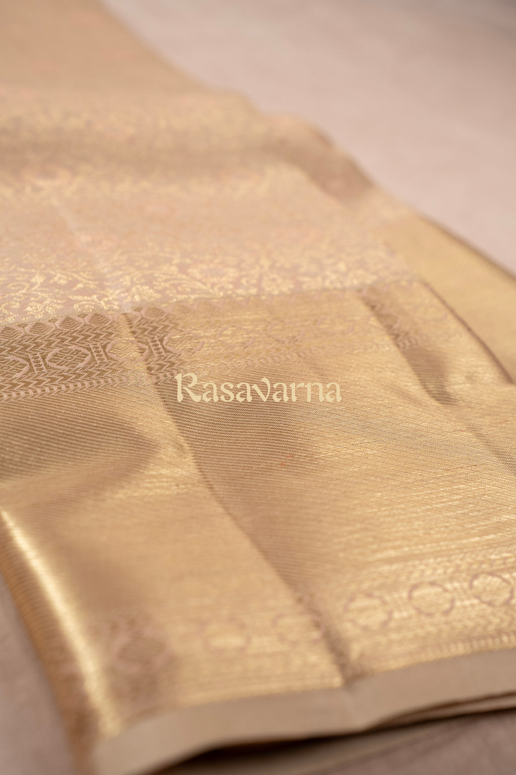 Half White Pure Silk Kanchipuram Pattu Saree with Half White Border