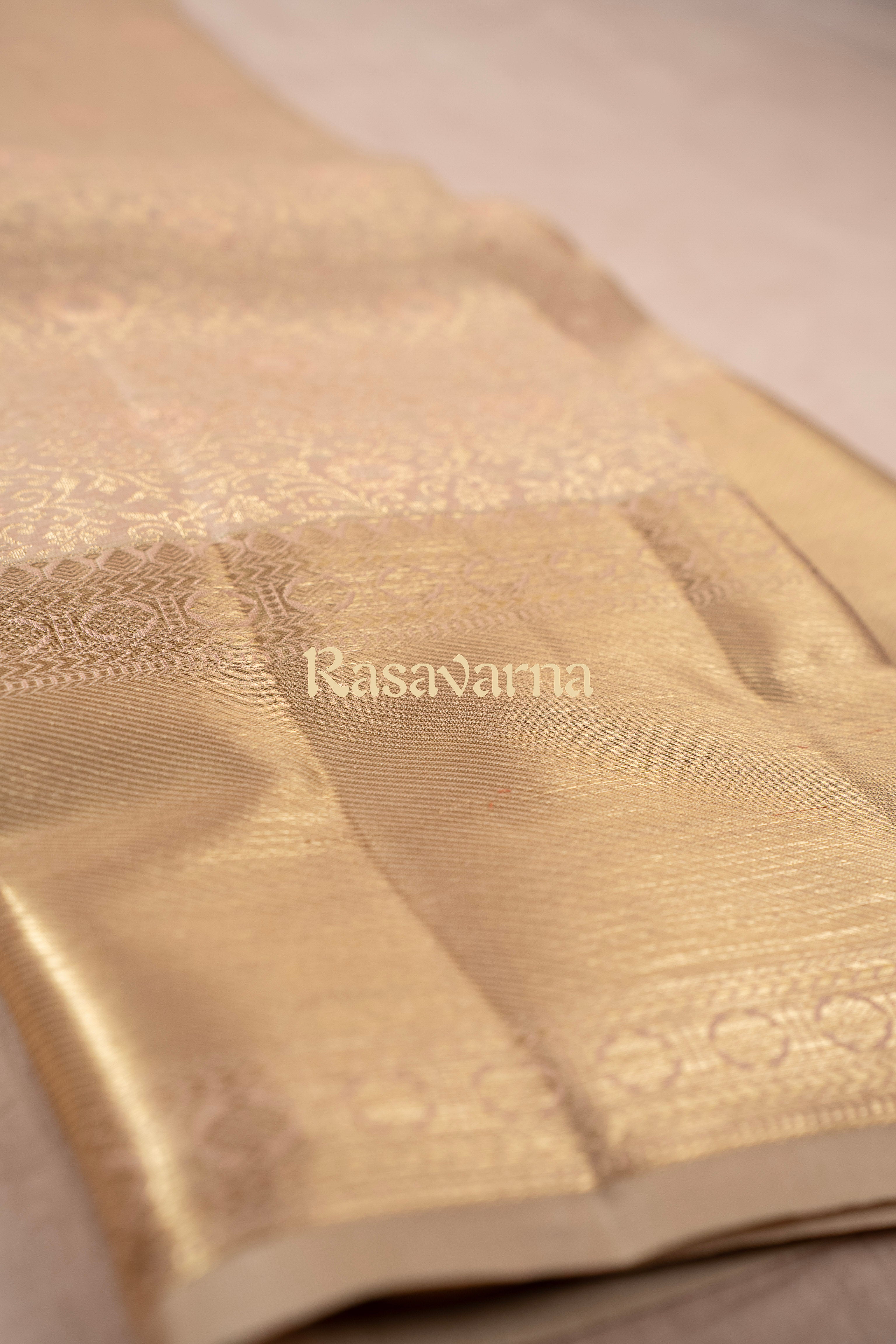 Half White Pure Silk Kanchipuram Pattu Saree with Half White Border