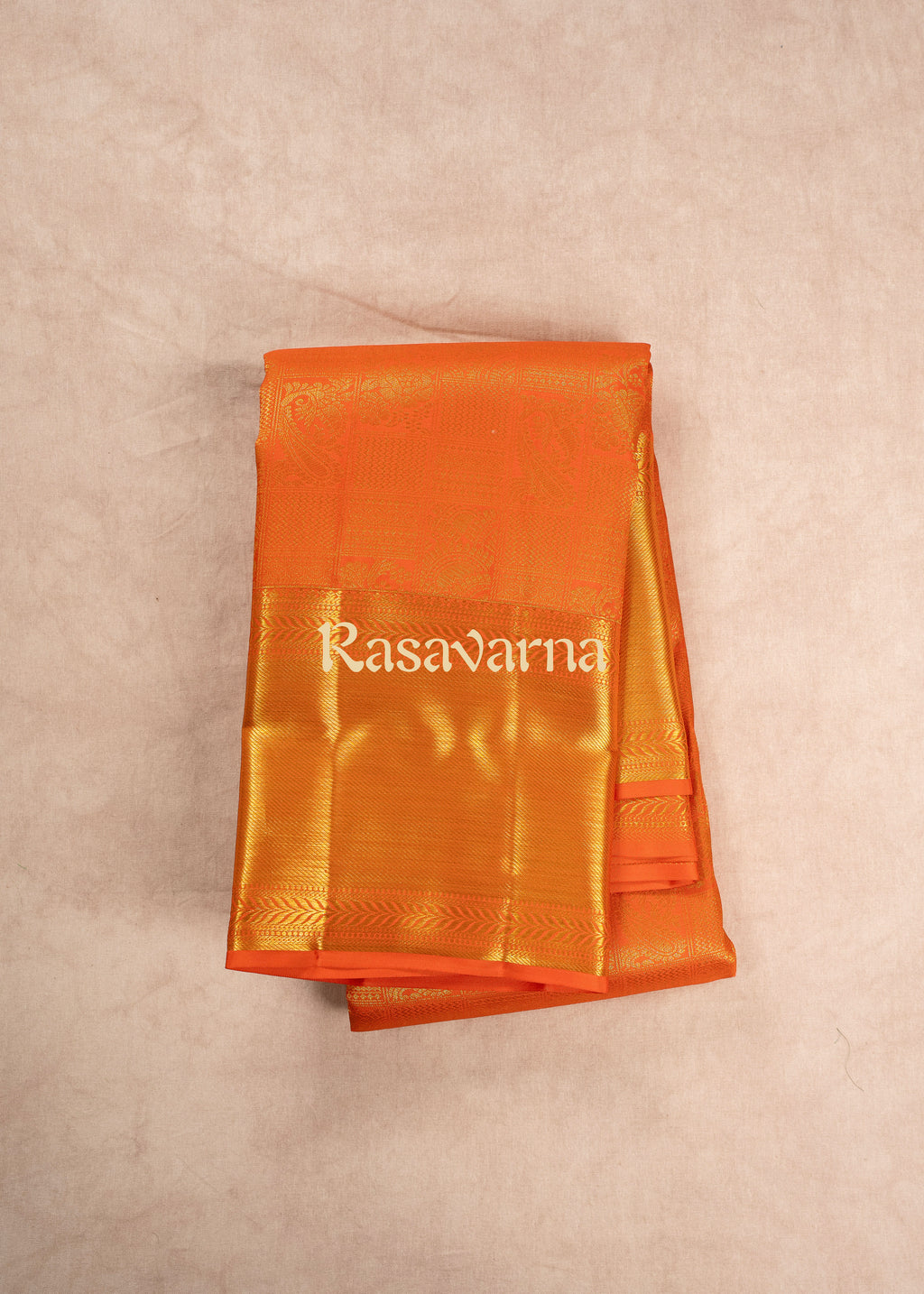 Orange Pure Silk Kanchipuram Pattu Saree with Orange Border