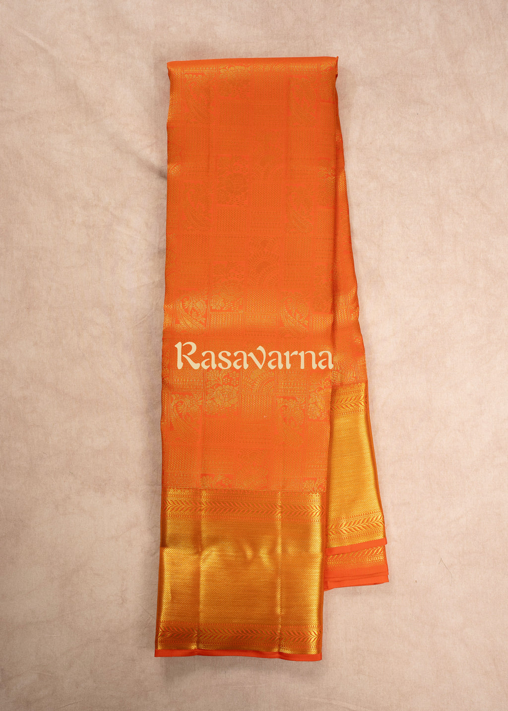 Orange Pure Silk Kanchipuram Pattu Saree with Orange Border
