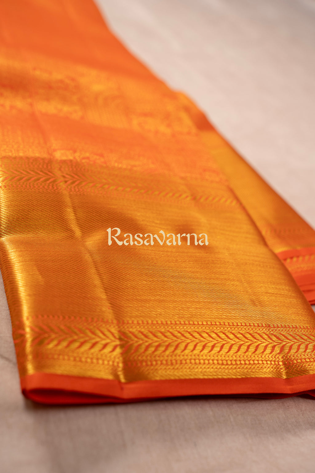 Orange Pure Silk Kanchipuram Pattu Saree with Orange Border