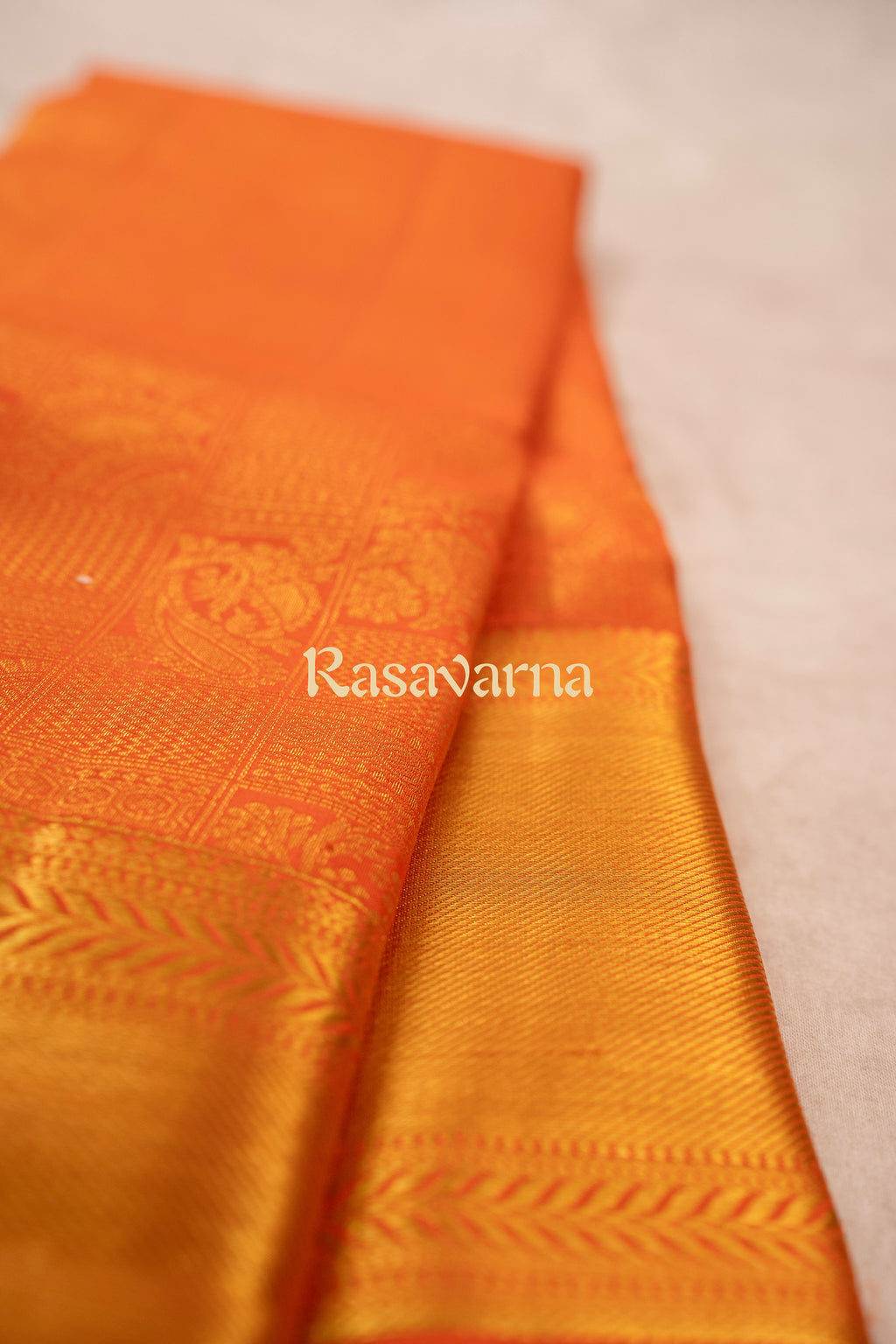 Orange Pure Silk Kanchipuram Pattu Saree with Orange Border