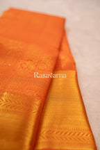 Orange Pure Silk Kanchipuram Pattu Saree with Orange Border