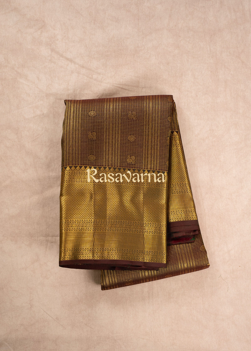 Bottle Green Pure Silk Kanchipuram Pattu Saree with Bottle Green Border