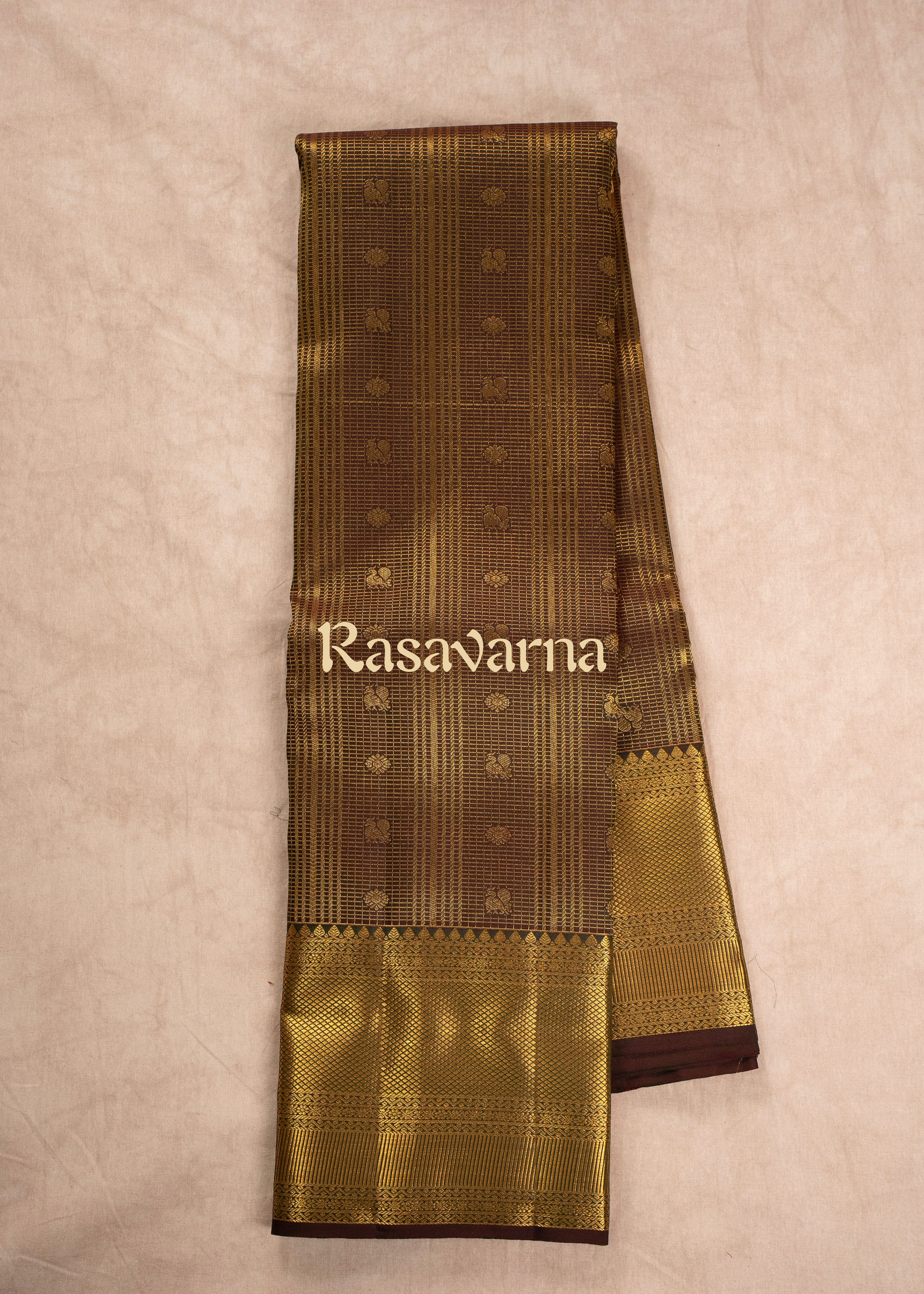 Bottle Green Pure Silk Kanchipuram Pattu Saree with Bottle Green Border