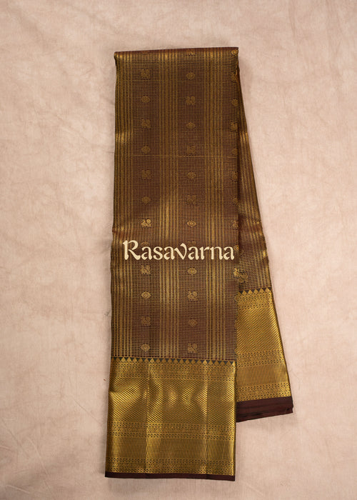 Bottle Green Pure Silk Kanchipuram Pattu Saree with Bottle Green Border