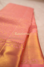 Peach Pure Silk Kanchipuram Pattu Saree with Peach Border