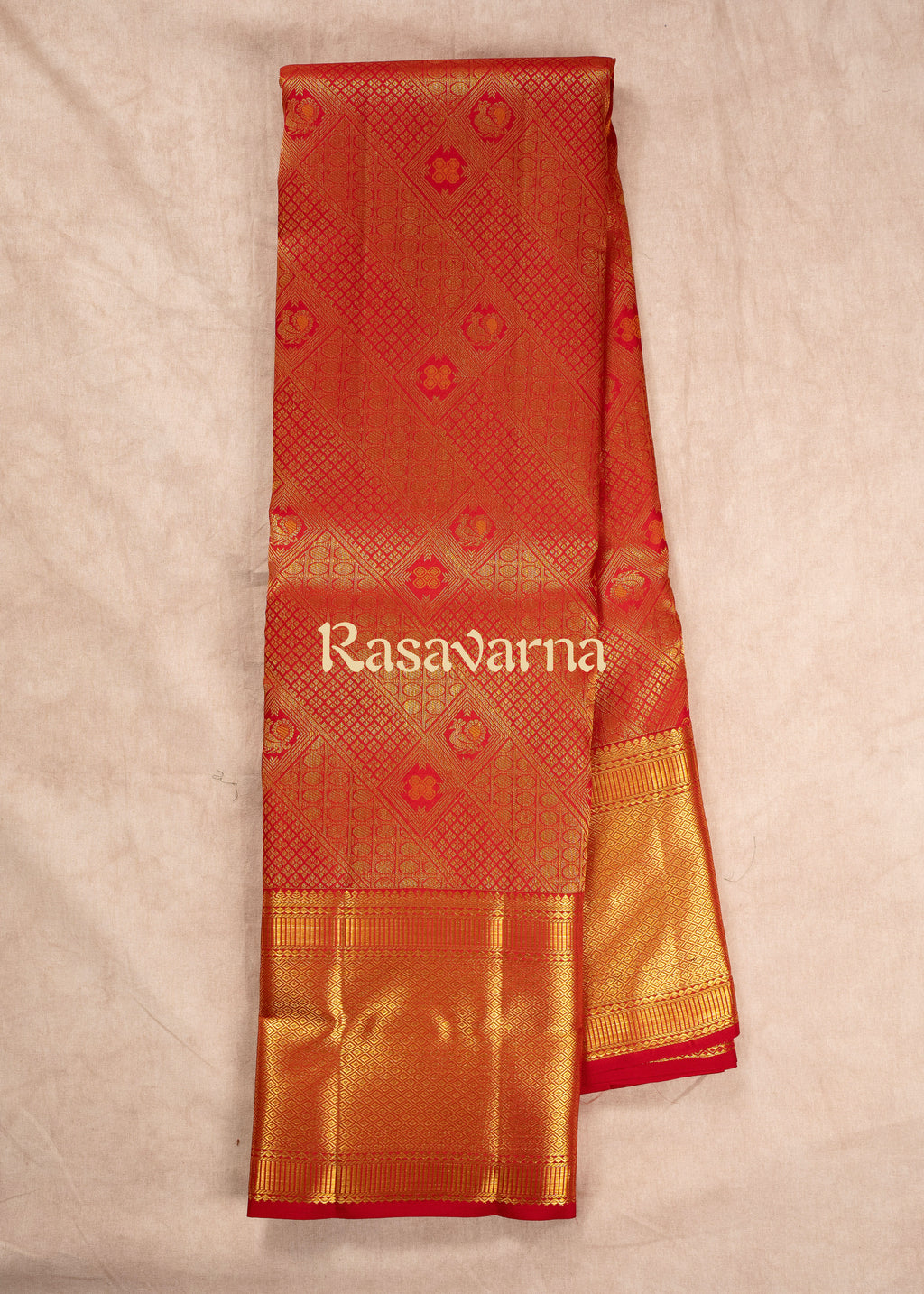 Red Pure Silk Kanchipuram Pattu Saree with Red Border