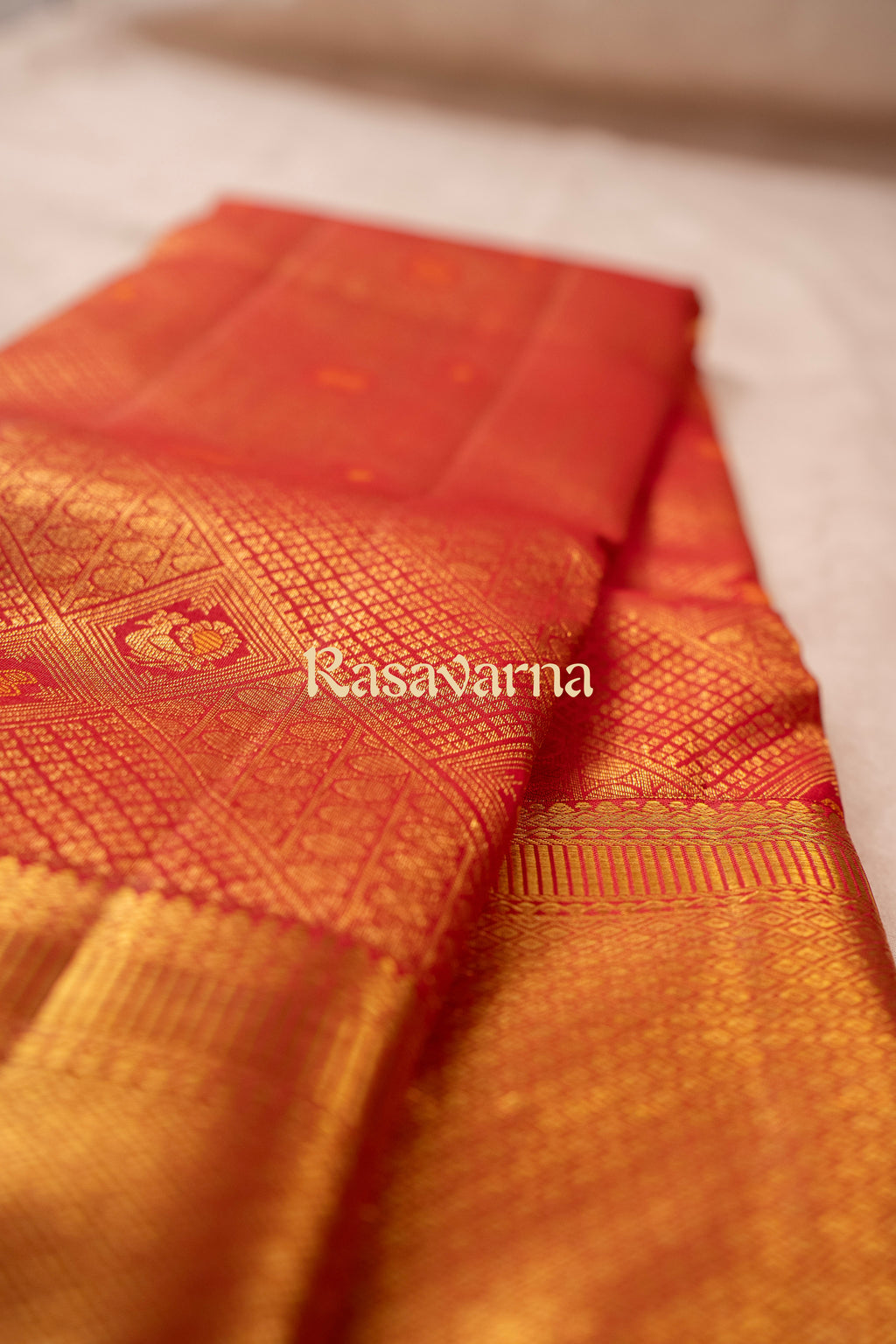 Red Pure Silk Kanchipuram Pattu Saree with Red Border