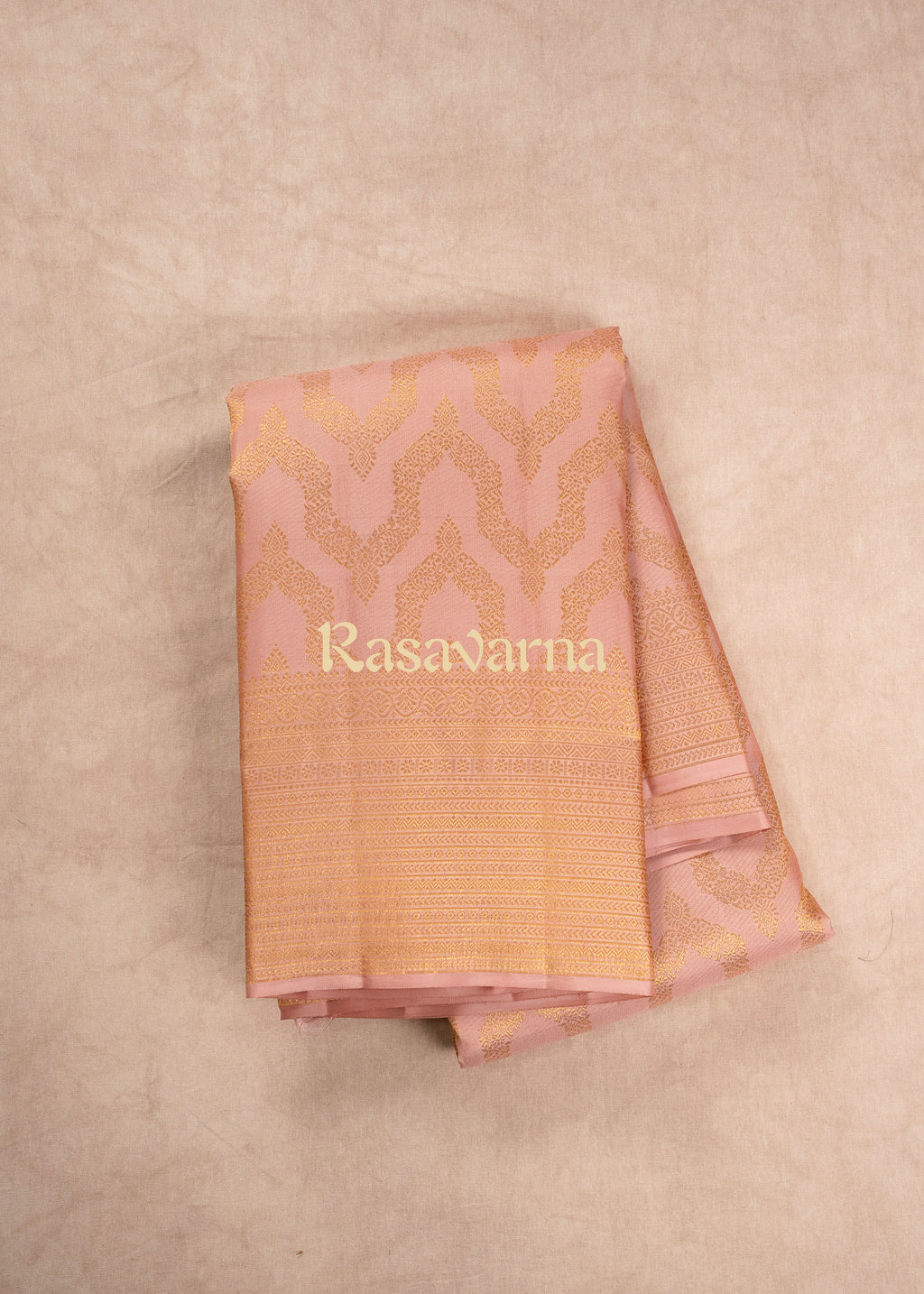 Beige Pure Silk Kanchipuram Pattu Saree with Beige Border