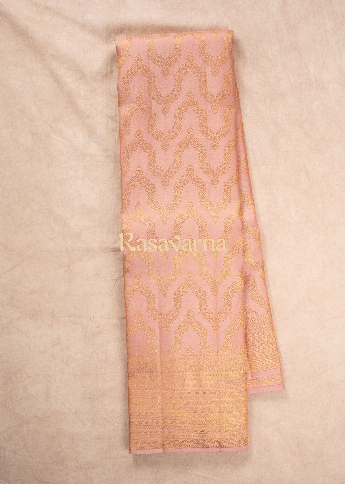 Beige Pure Silk Kanchipuram Pattu Saree with Beige Border