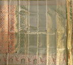 Orange Pure Silk Kanchipuram Pattu Saree with Green Border