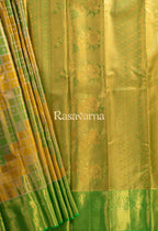 Yellow Pure Silk Kanchipuram Pattu Saree with Green Border