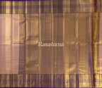 Rose Gold Pure Silk Kanchipuram Pattu Saree with Purple Border