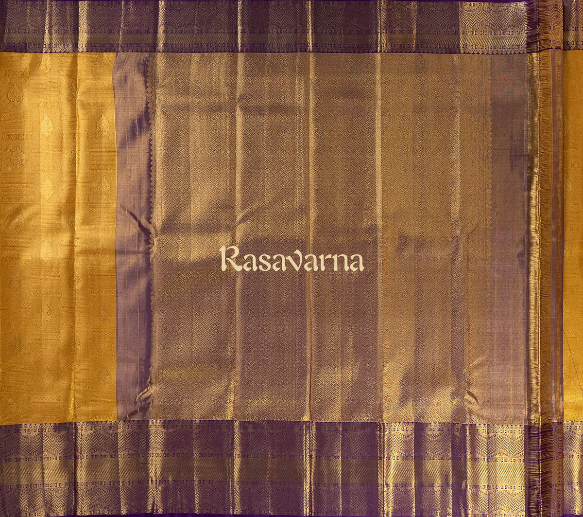 Mustard Gold Pure Silk Kanchipuram Pattu Saree with Magenta Border