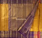Mustard Gold Pure Silk Kanchipuram Pattu Saree with Magenta Border