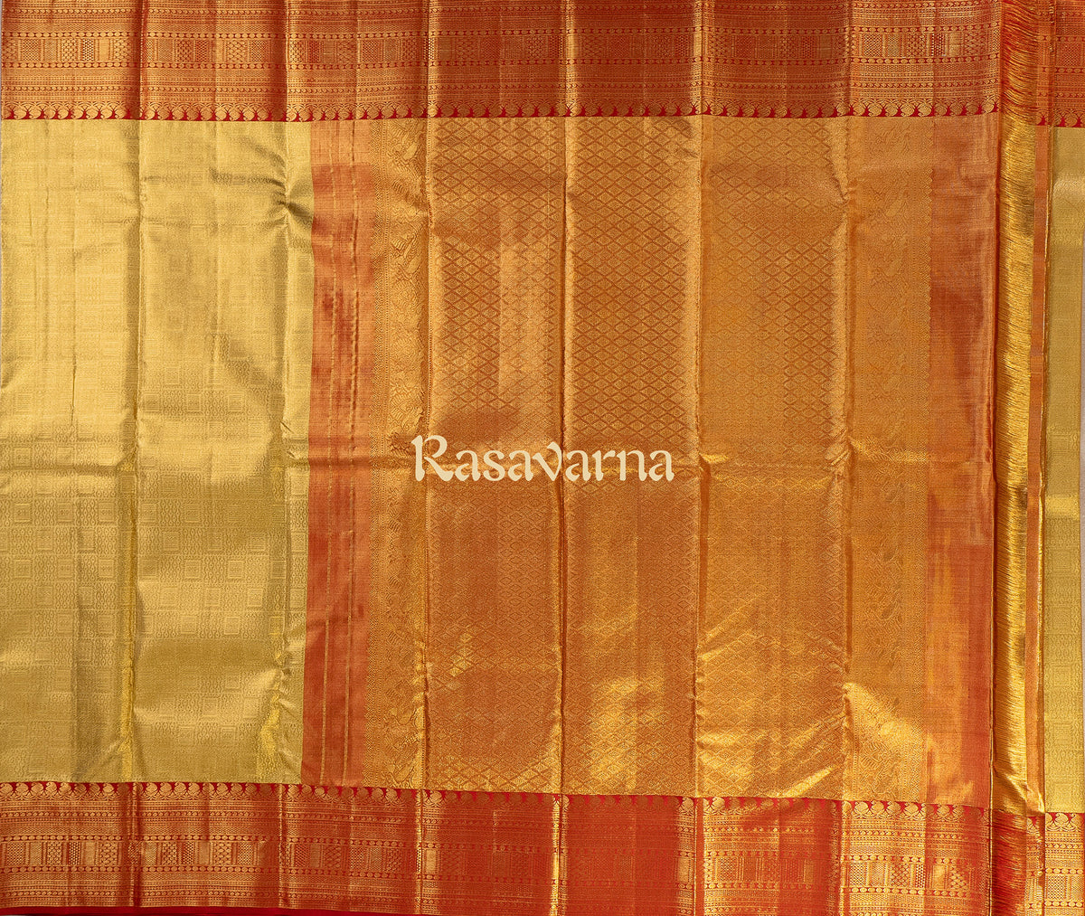 Yellow Pure Silk Kanchipuram Pattu Saree with Red Border