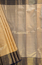 Yellow Pure Silk Kanchipuram Pattu Saree with Navy Blue Border