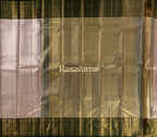 Rose Gold Pure Silk Kanchipuram Pattu Saree with Bottle Green Border