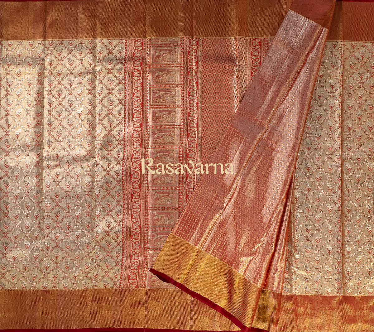 Red Pure Silk Kanchipuram Pattu Saree with Deep Red Border