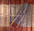 Rose Gold Pure Silk Kanchipuram Pattu Saree with Red Border