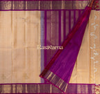 Cream Pure Silk Kanchipuram Pattu Saree with Rani Pink Border