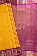 Gold Pure Silk Kanchipuram Pattu Saree with Magenta Border