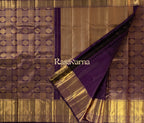 Violet Pure Silk Kanchipuram Pattu Saree with Gold Border