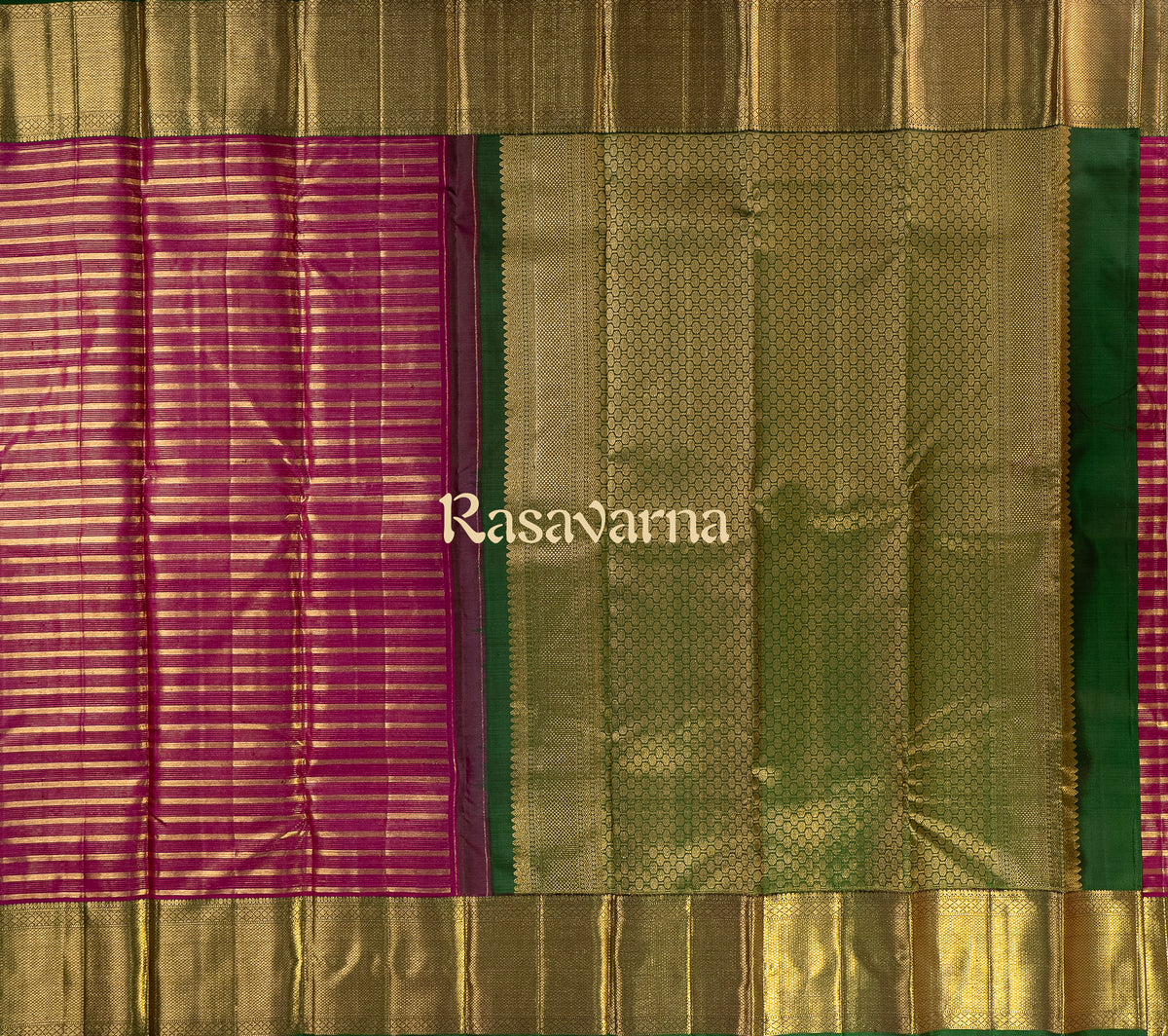 Rani Pure Silk Kanchipuram Pattu Saree with Green Border