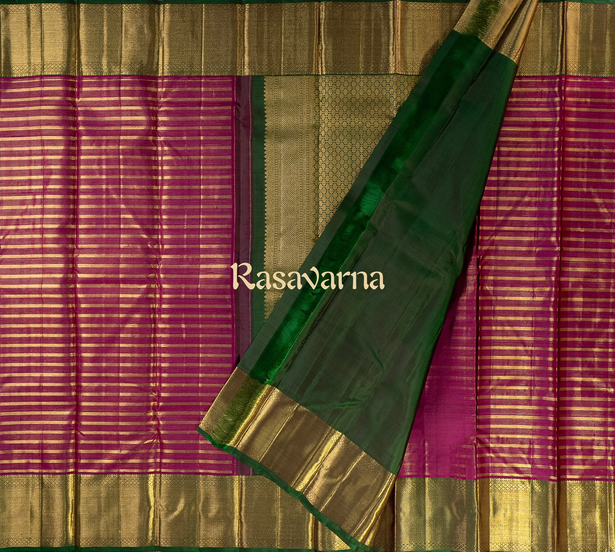 Rani Pure Silk Kanchipuram Pattu Saree with Green Border