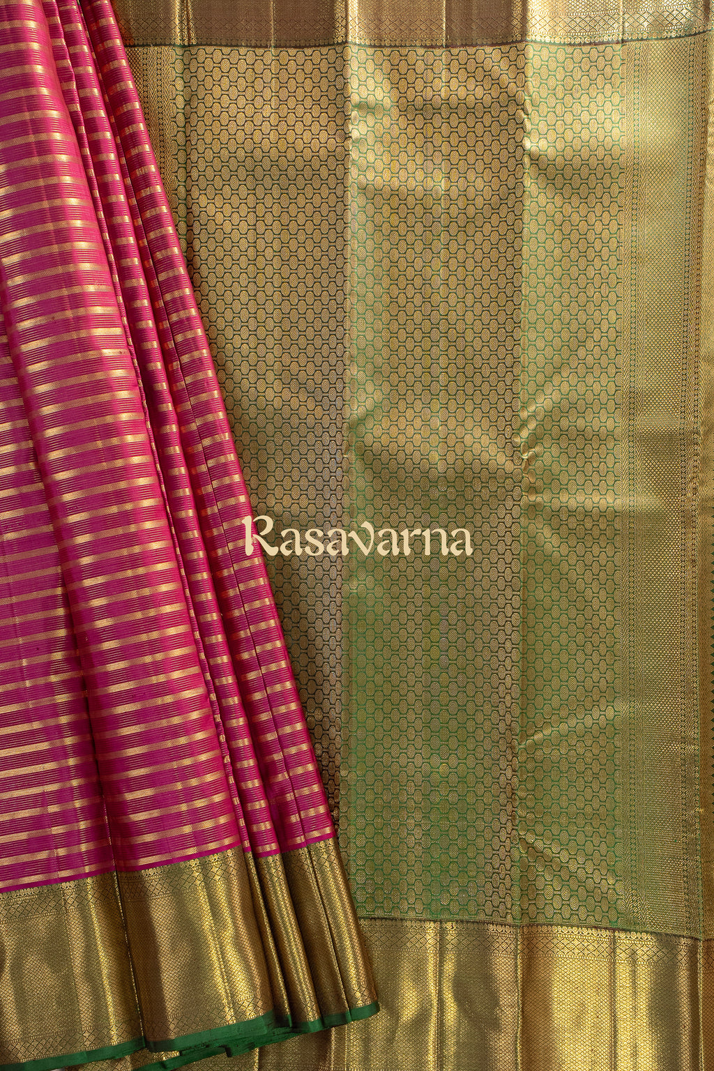 Rani Pure Silk Kanchipuram Pattu Saree with Green Border