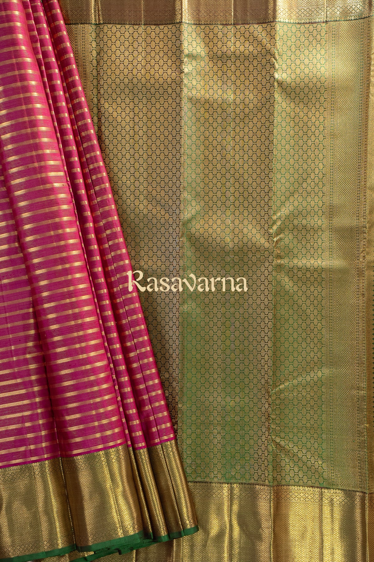 Rani Pure Silk Kanchipuram Pattu Saree with Green Border