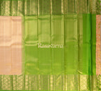 Cream Pure Silk Kanchipuram Pattu Saree with Green Border