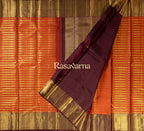 Rust Pure Silk Kanchipuram Pattu Saree with Chocolate Border